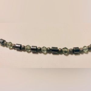 Vtg 90s Grey Glass Bead Choker Necklace